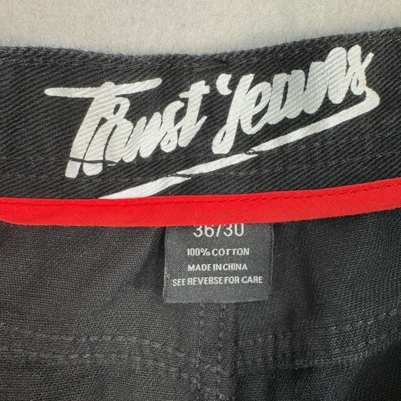 Trust Jeans Straight Leg Mens Size 36/30 Black Wash - Picture 5 of 11